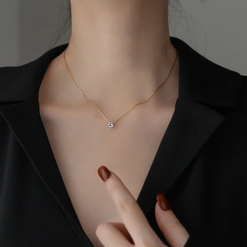 Dapper Minimal Solitaire CZ Necklace