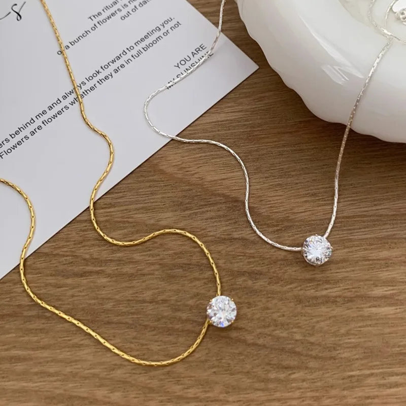 Dapper Minimal Solitaire CZ Necklace