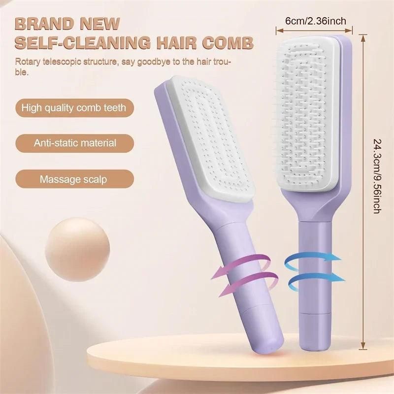 Auto Clean Rotating Hair Comb