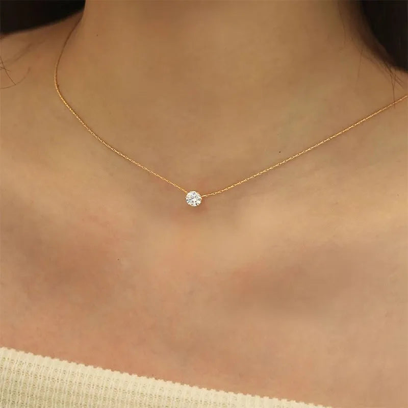 Dapper Minimal Solitaire CZ Necklace